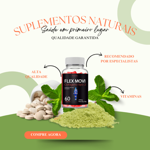Flex Movi Colágeno Tipo 2 + Acido Hialuronico - Psi Nutra - 60 Cápsulas - Imagem 2