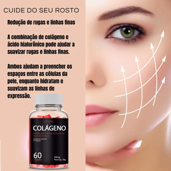 Colágeno Hidrolisado + Ácido Hialurônico - Psi Nutra - 60 Cápsulas - Imagem 2
